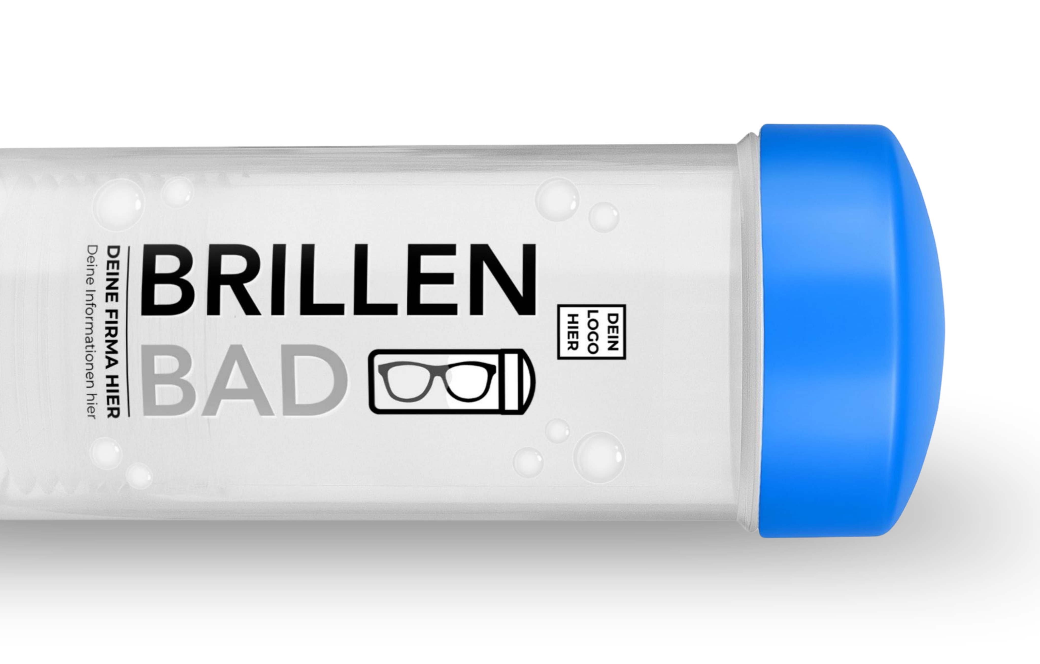 Brillenbad in Blau mit individuellem Firmenlogo als Werbeartikel