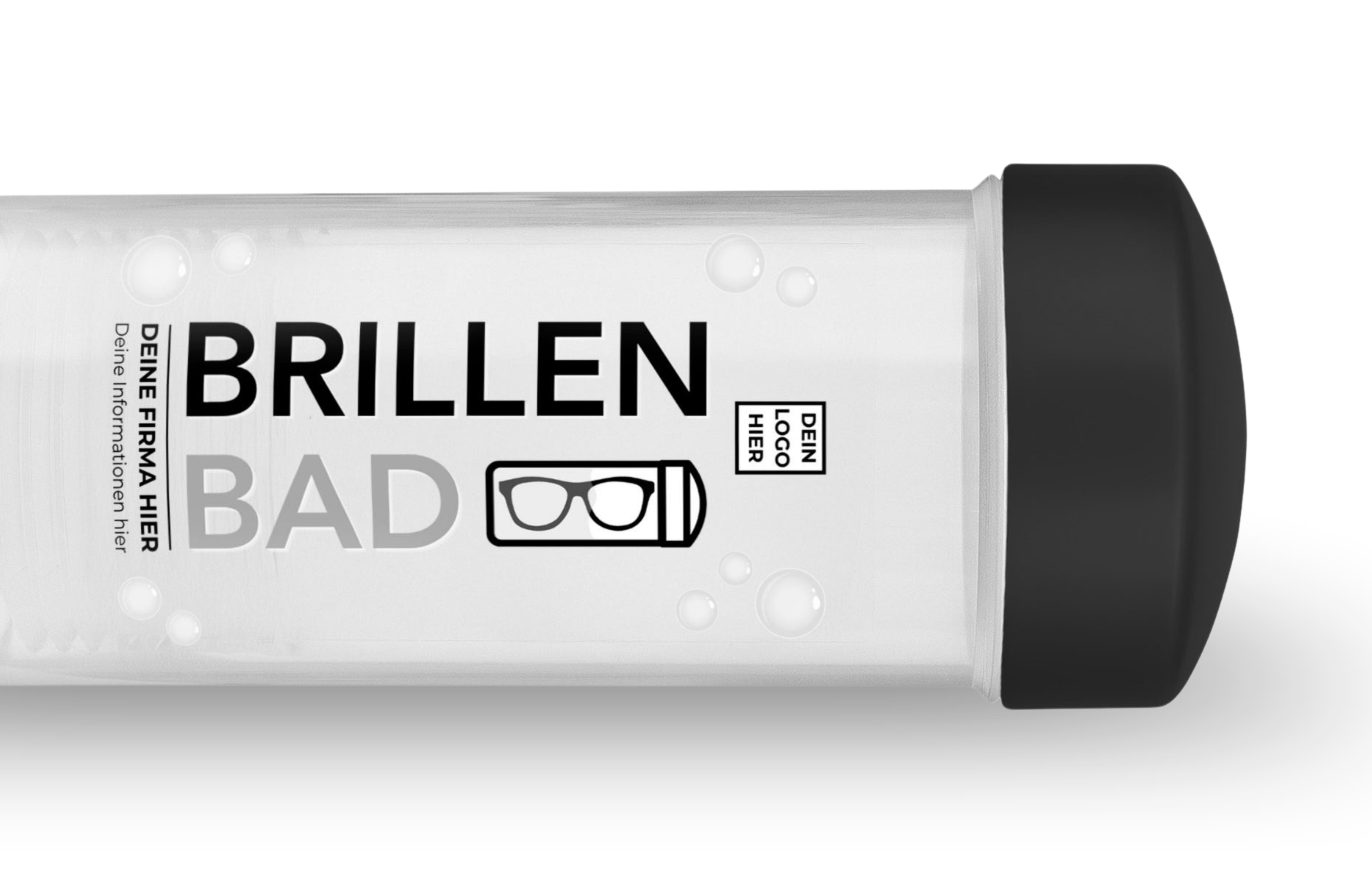 Brillenbad in Schwarz mit individuellem Firmenlogo als Werbeartikel