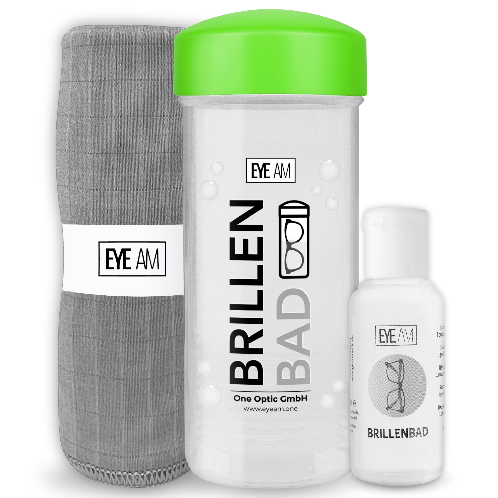 EyeAm Brillenbad Set in Grün zur gründlichen Reinigung von Brillen