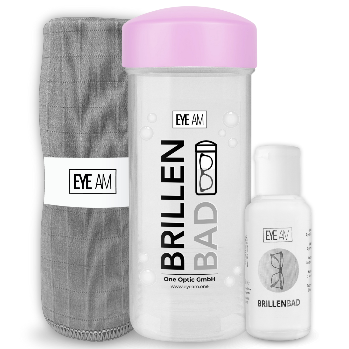 EyeAm Brillenbad Set in Rosa zur gründlichen Reinigung von Brillen