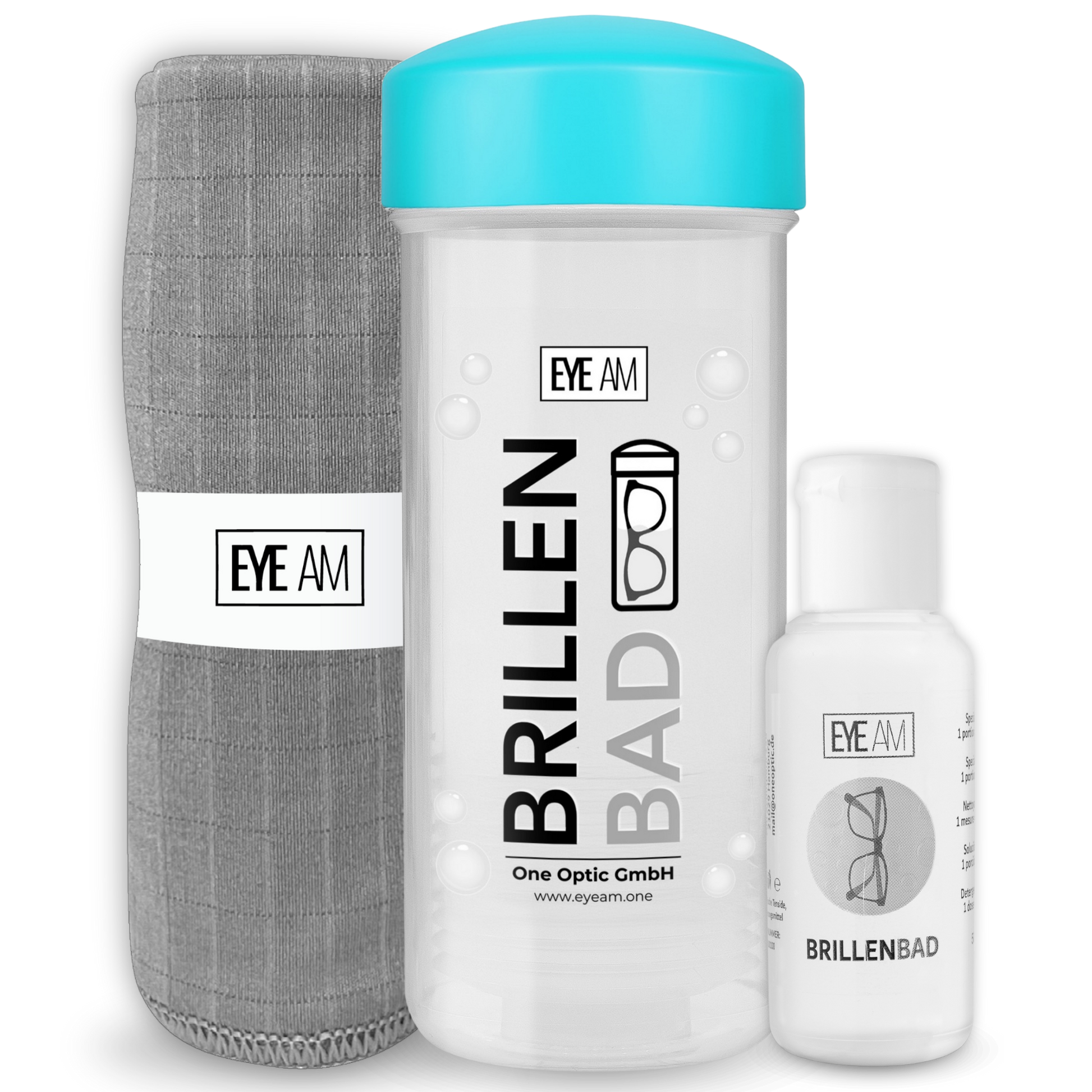 EyeAm Brillenbad Set in Türkis zur gründlichen Reinigung von Brillen