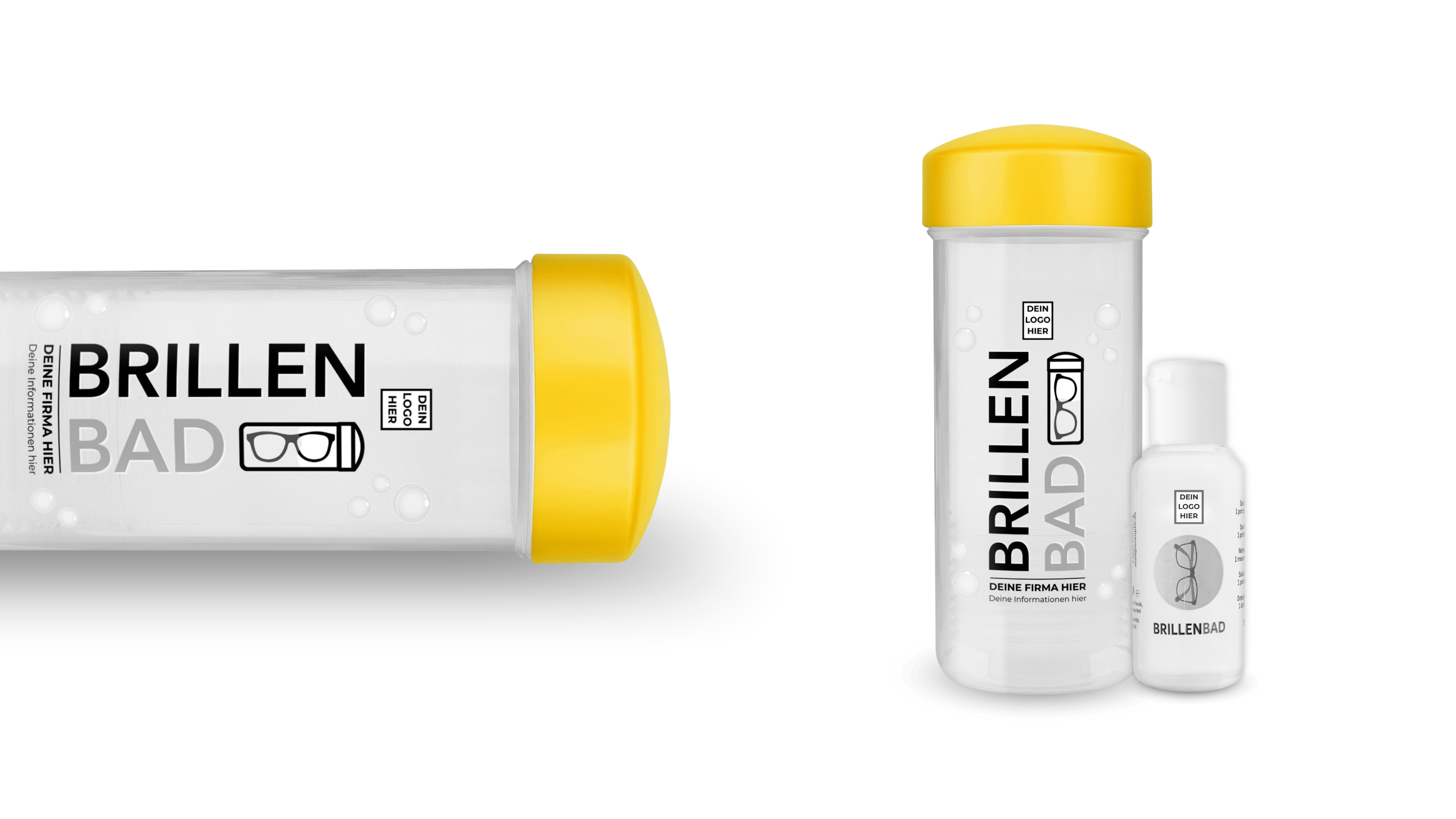 Individuell bedrucktes EyeAm Brillenbad in Gelb für Unternehmen