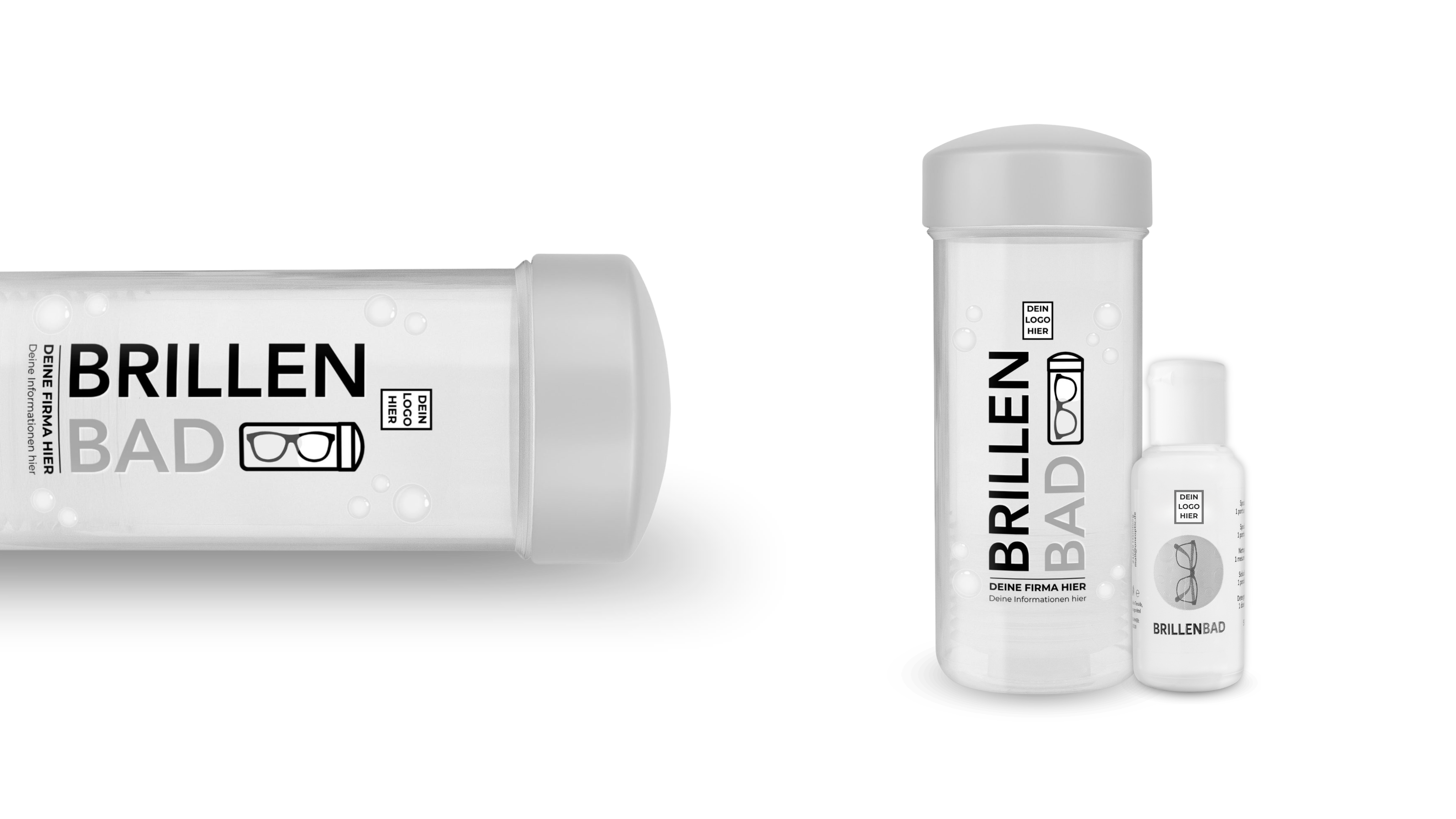 Individuell bedrucktes EyeAm Brillenbad in Grau für Unternehmen