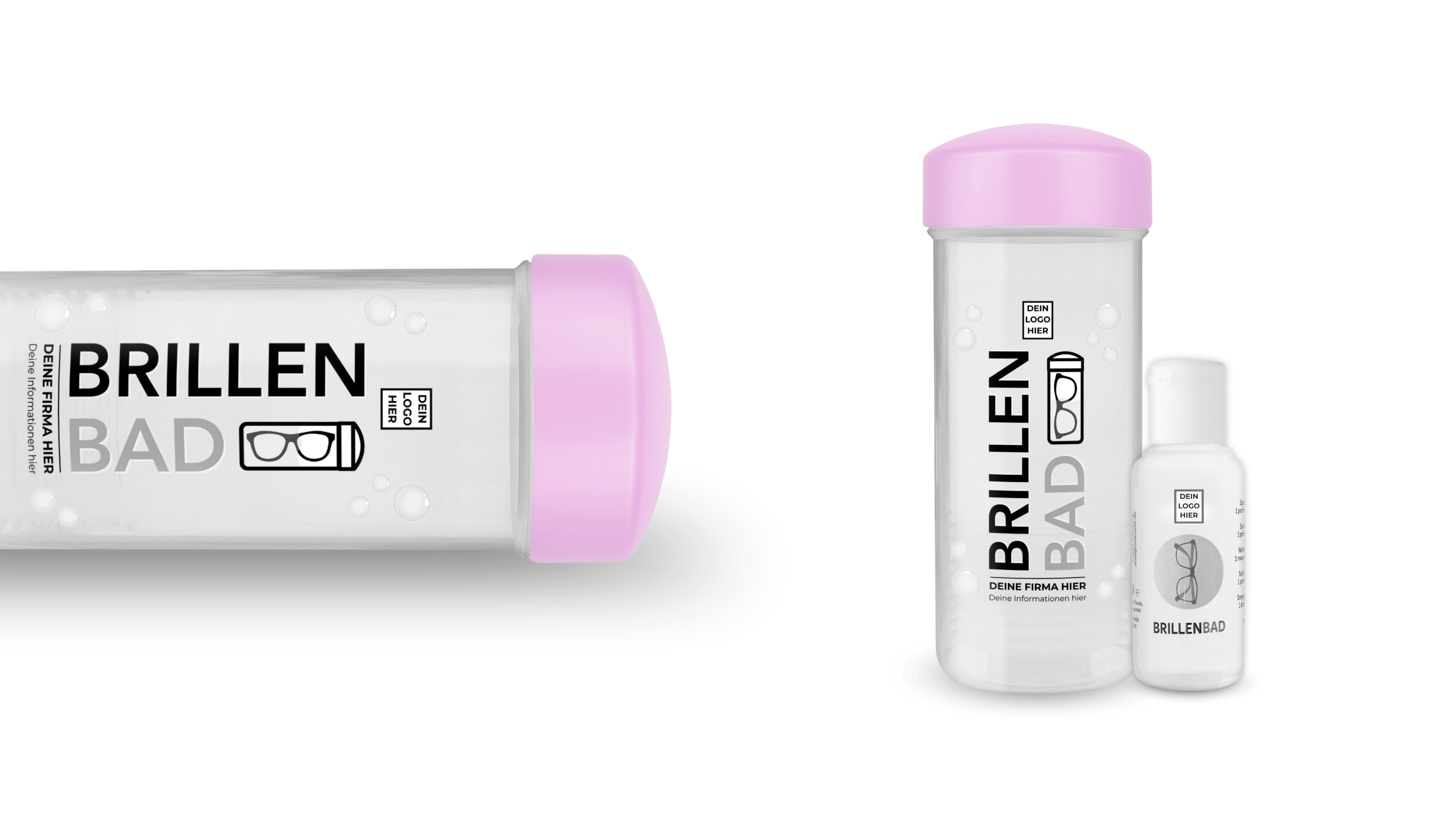 Individuell bedrucktes EyeAm Brillenbad in Rosa für Unternehmen